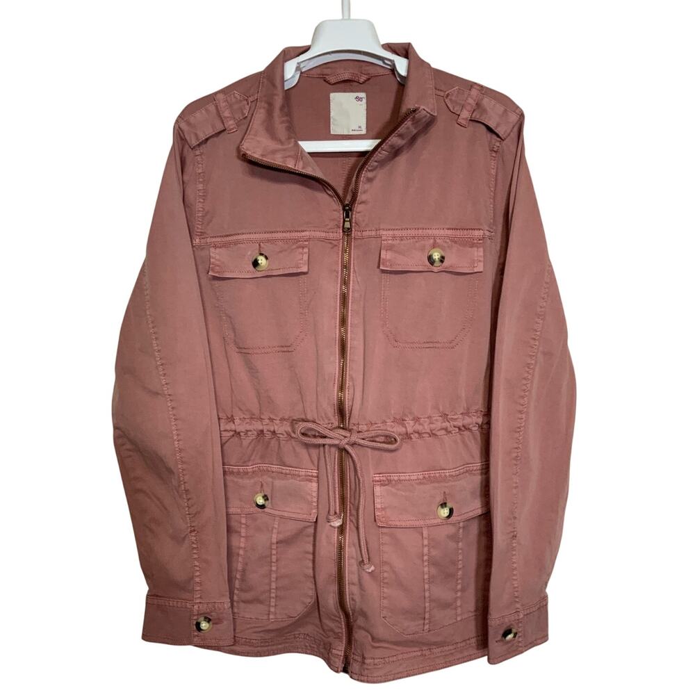 SO Mauve Lightweight Utility Pink Jacket Coat Drawstring Waist Women’s Size XL